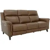 Kester Power Reclining Sofa with Power Headrests in Cashmere Walnut Top-Grain Leather